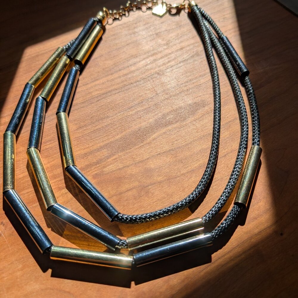 vintage brass tube necklace